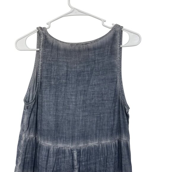 American Eagle Sleeveless Tiered V-Neck Tunic Top SZ S Dyed Gray Cotton Blend - Picture 8 of 9